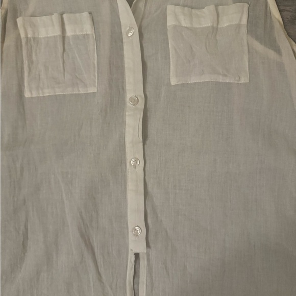 Vintage 90s Billabong White Sheer 100% Cotton Blouse with Hot Pink Stitch Size S - Picture 6 of 10